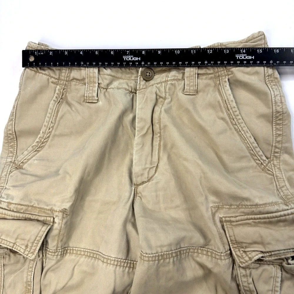 Vintage Y2K Abercrombie & Fitch Cargo Shorts‎ Mens Size 28 Tan Camo Drawstring